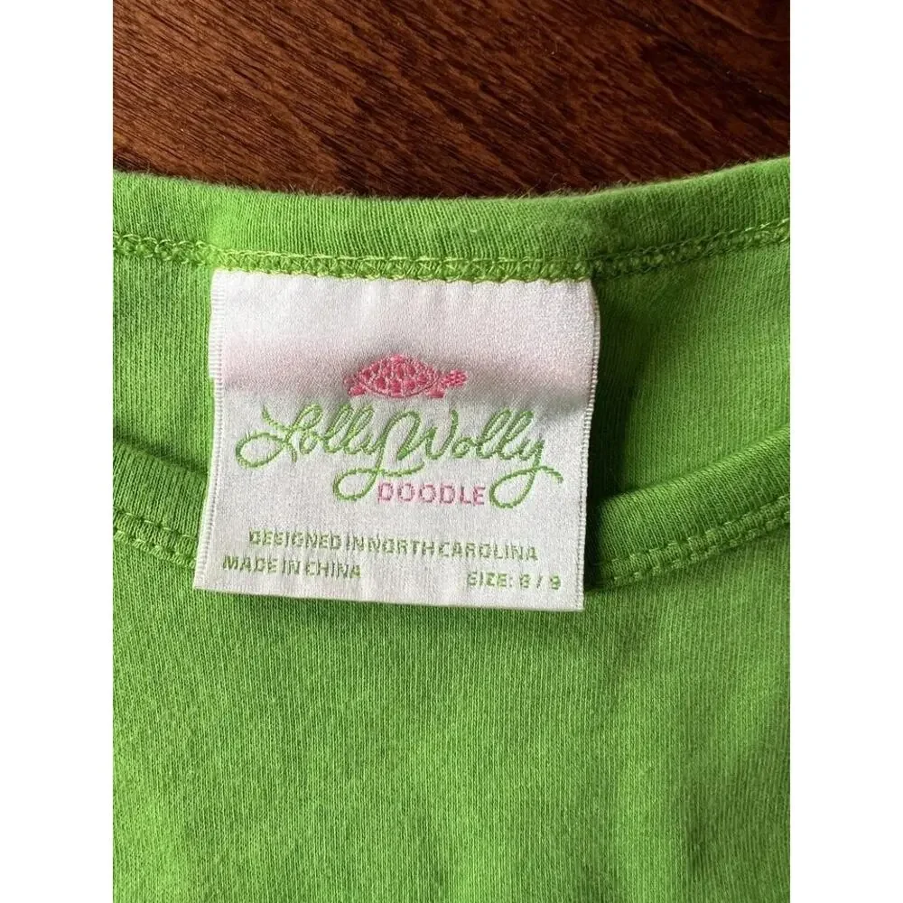 Lolly Wolly‎ Doodle Girl's 8 9 Green Tiered Long Sleeve Cotton Dress